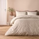 image 1 of OHS Watercolour Stripe Embossed Bedding Set Duvet Cover with Pillowcase | Brown | Stone | Super King