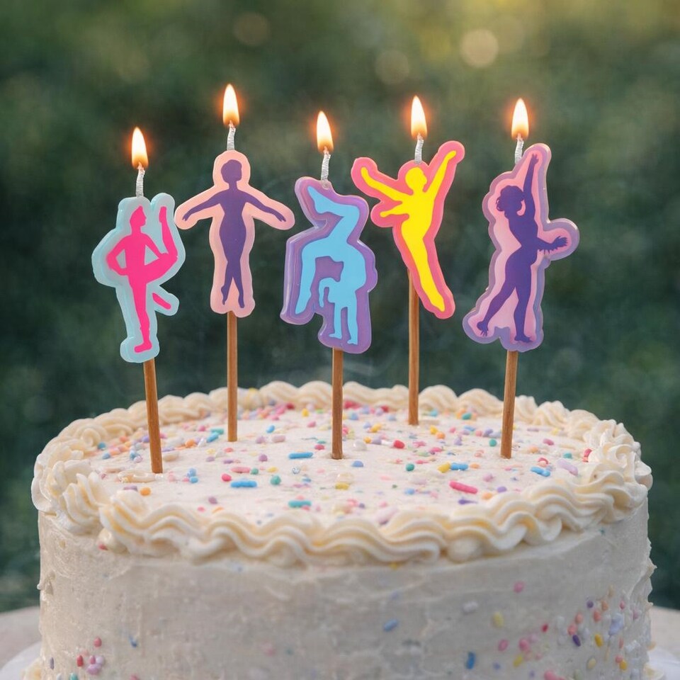 image 1 of Gymnastics Birthday Candles Set Cake Topper