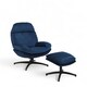 image 1 of Velvet Blue Brenna Swivel Armchair with Footstool