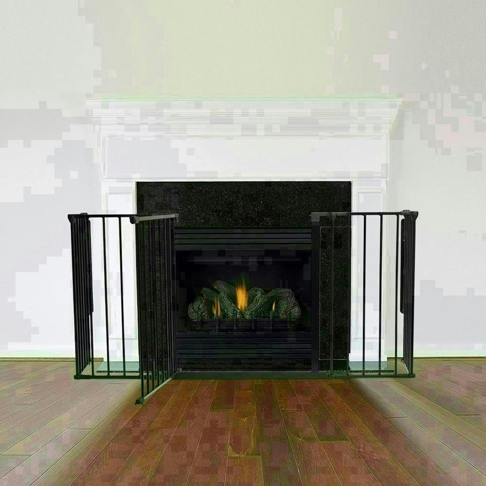 image 1 of Safetots Multi Panel Fire Surround, 38cm Deep x 138cm Wide, Black, 70cm Tall, Child and Pet Safety, Baby and Toddler Fire Guard