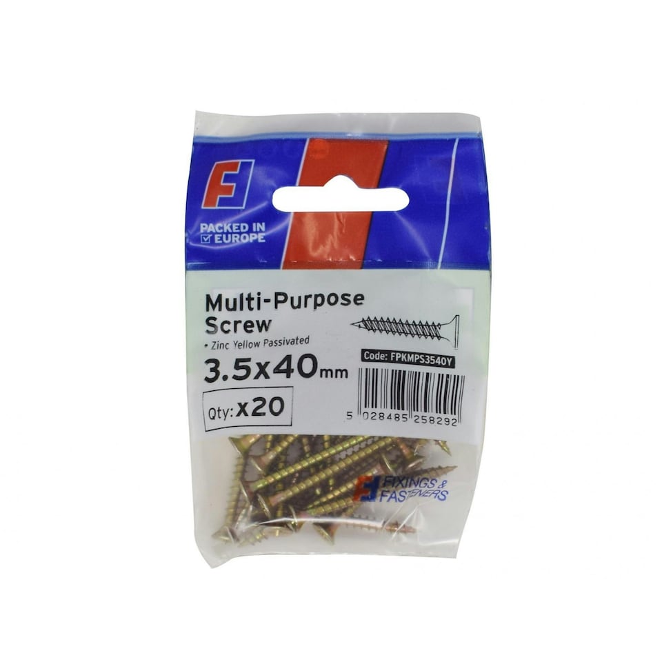 Forgefix Multi-purpose Screws, Pozi, Csk, Zyp, Forgepack - Multi Colour - 3.5 x 40mm ForgePack 20