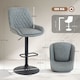 image 5 of HOMCOM Breakfast Bar Stools Set of 2 with 51x40cm Wide Seat, Height Adjustable Kitchen Counter Chairs, Retro Swivel Upholstered Barstools with Back, Footrest and Steel Base, Light Grey | Grey | Light Grey