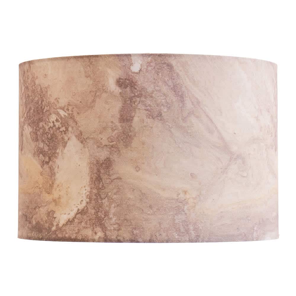 ValueLights Leanne Marble Effect Drum Easy Fit Ceiling Pendant Lamp Shade & Bulb in Stone