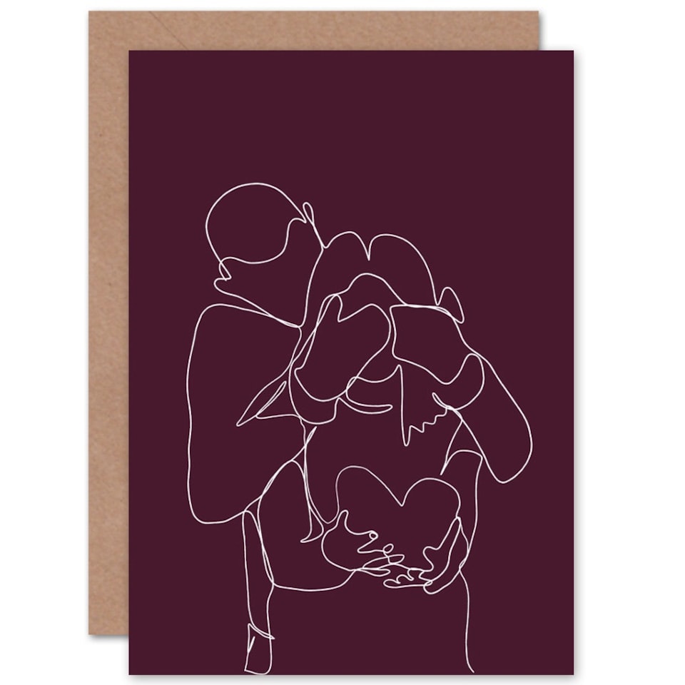 image 1 of Continuous Line Couple Partner Anniversary Love Valentines Day Card
