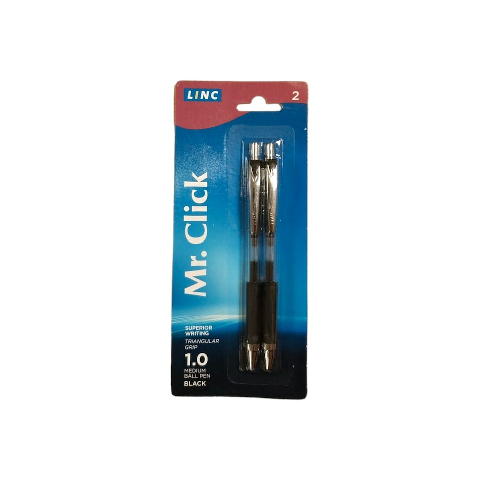 Pack of 2 Premium Linc Mr. Click Retractable Black Ball Pens