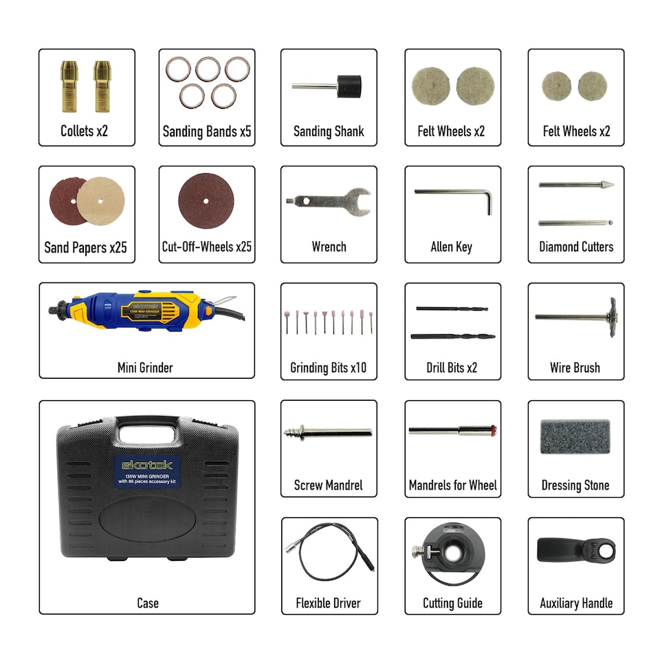image 1 of Skotek 135W Corded Rotary Tool & 80Pc Accessory Kit (Carry Case Included)