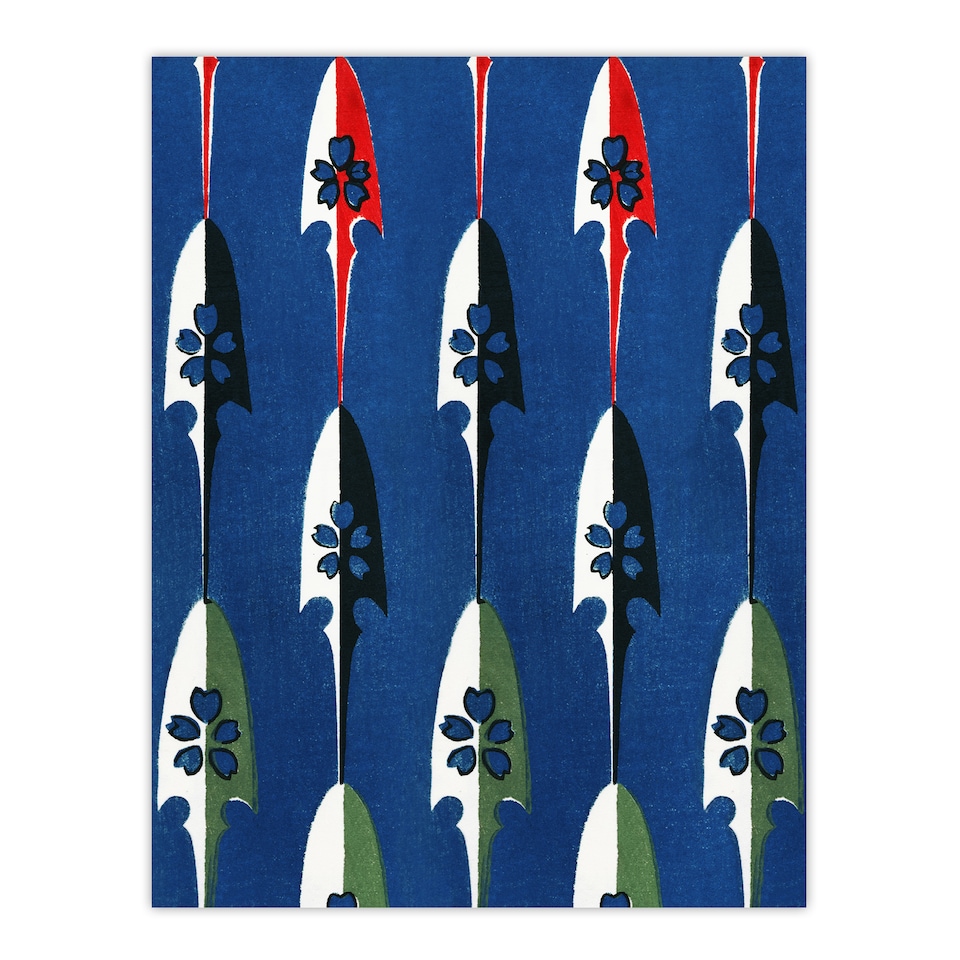 image 1 of Vintage Japanese Arrowheads Pattern Vintage Wall Art Print Korin 18x24"