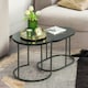 image 5 of 2PC Nesting Tables With Faux Marble Tabletop Black Black