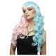 image 3 of Manic Panic Cotton Candy Angel Siren Half Pastel Pink & Half Baby Blue Long Curled Hair with Fringe Wig