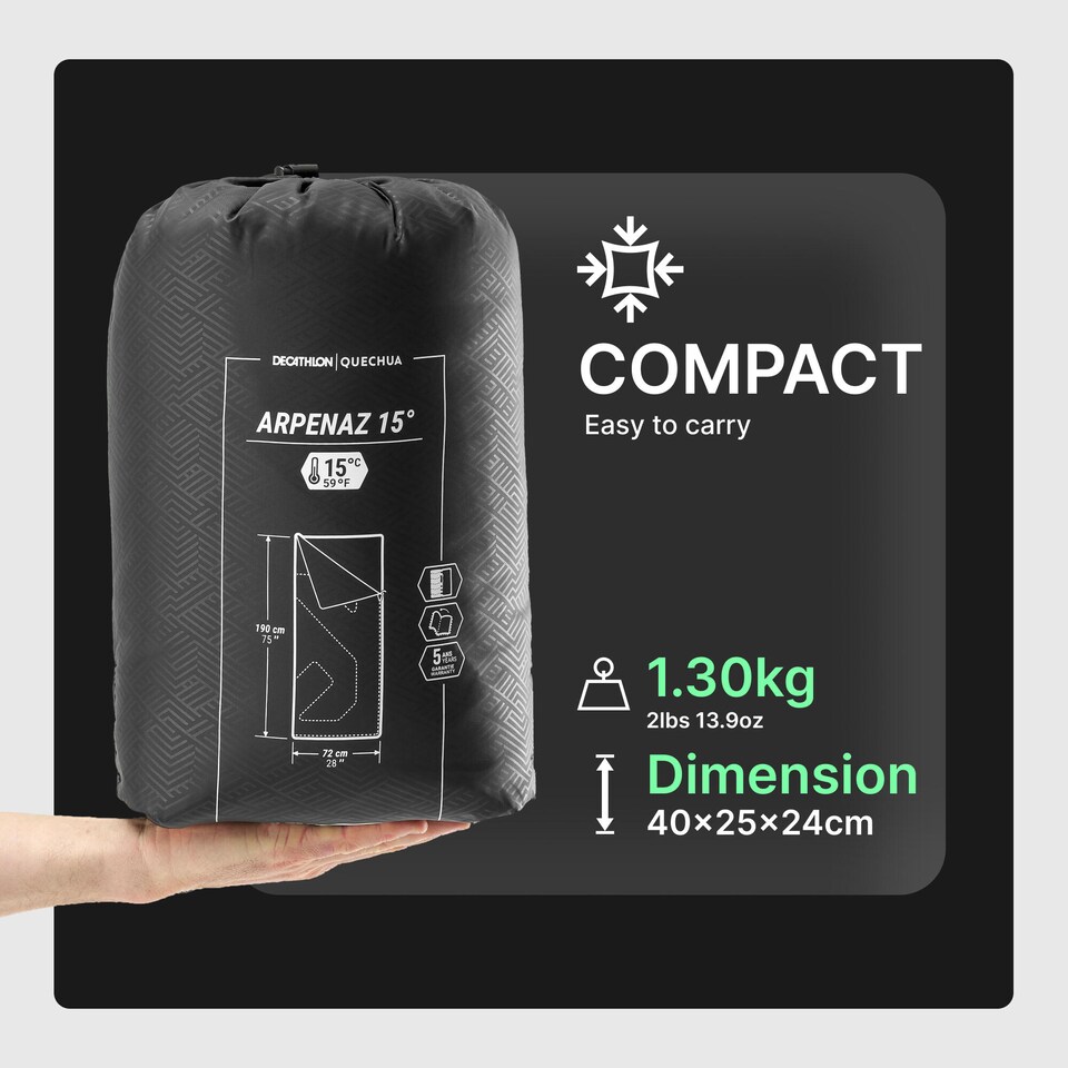 image 1 of Decathlon 15°C camping sleeping bag Azpenaz