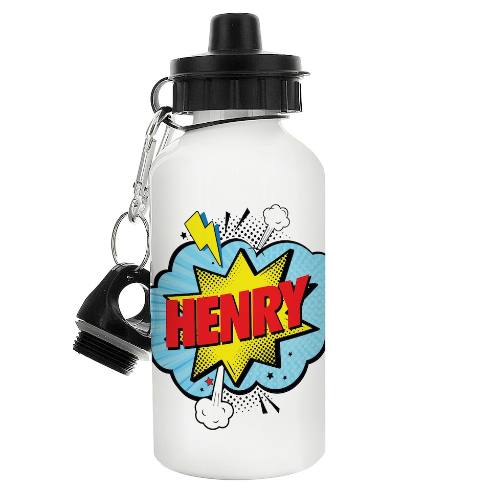 image 1 of Personalised Super Hero Drinks Bottle | White | One Size