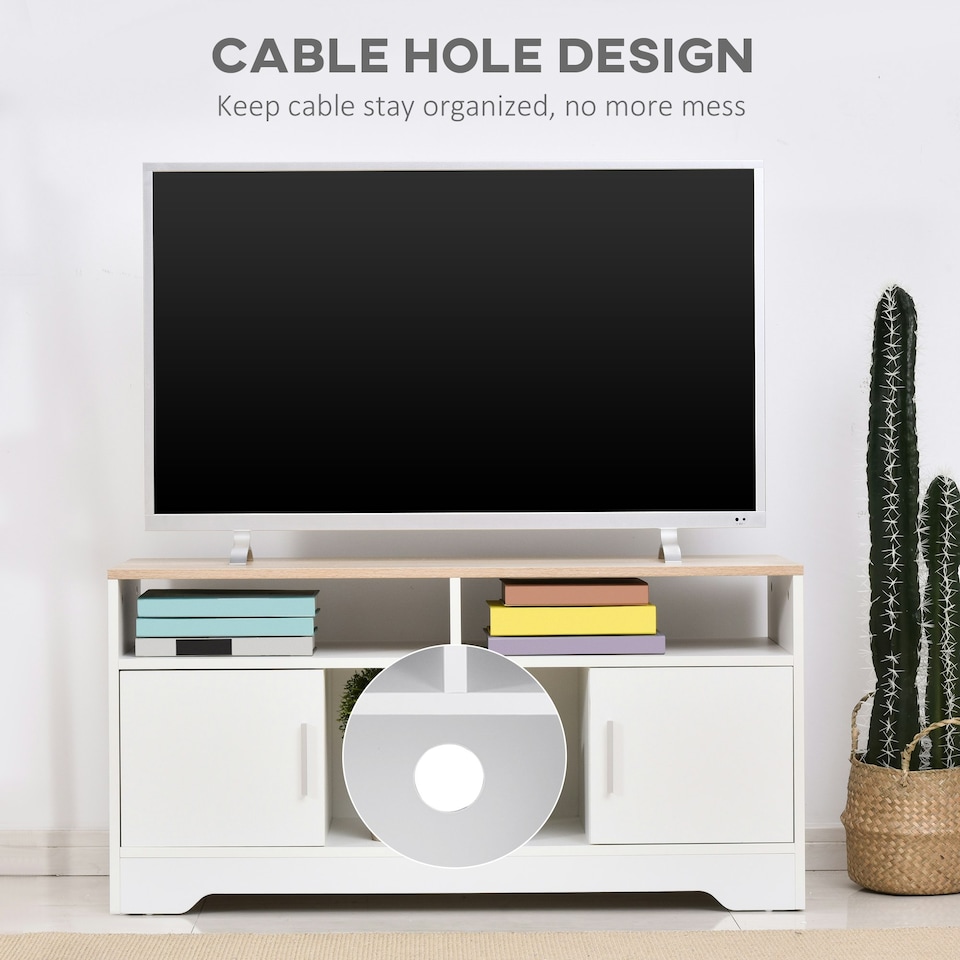 image 1 of HOMCOM Home Office 42" TV Stand Storage Unit w/ Cabinets Shelves Living Room