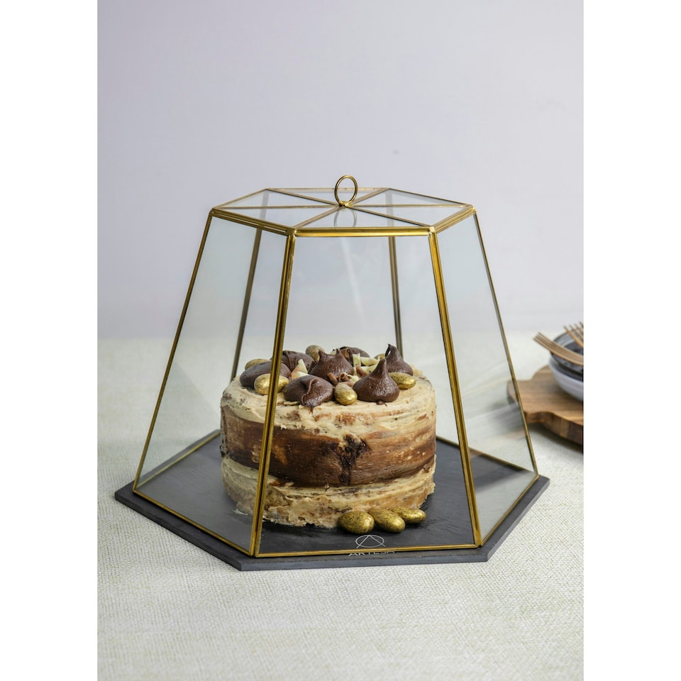 image 1 of Artesá Glass Serving Cloche with Slate Base