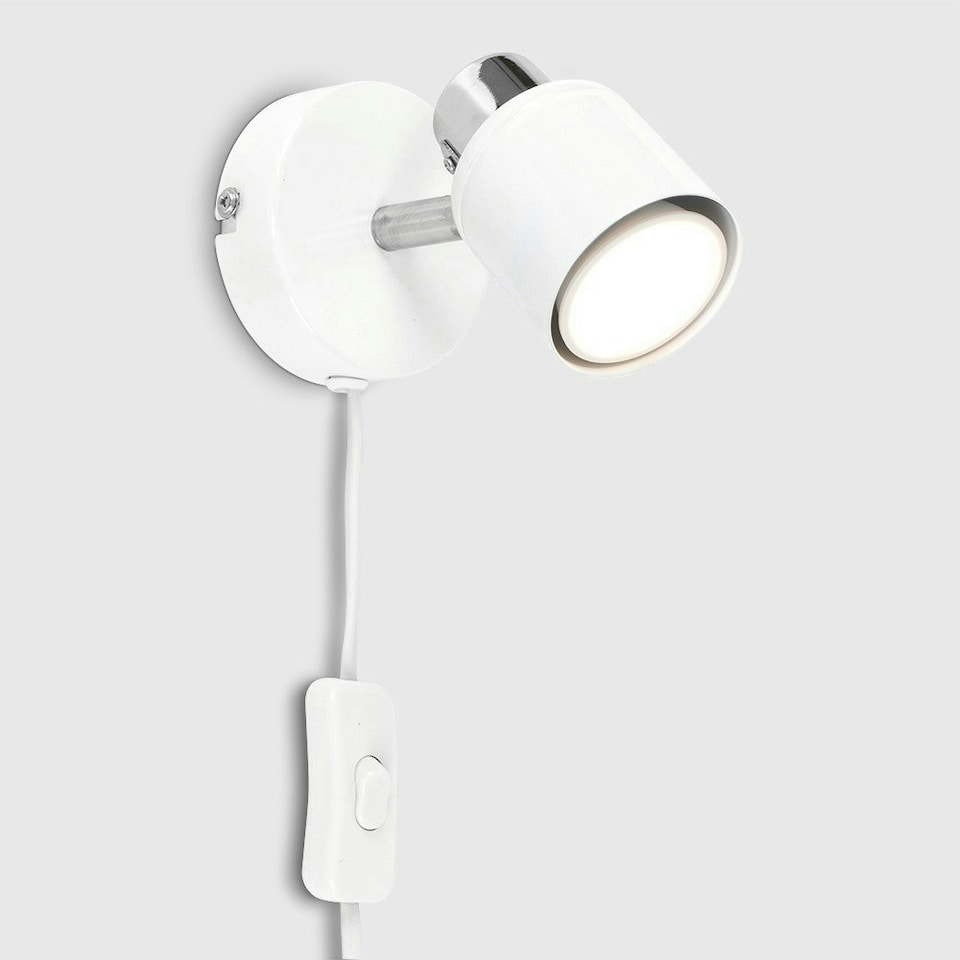 image 1 of ValueLights White Indoor Wall Spotlight and GU10 Spotlight LED 5W Cool White 6500K Bulb White