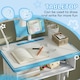 image 6 of HOMCOM Kids Desk and Chair Set Adjustable Height Study Table Set w/ Drawer | Blue
