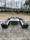 image 1 of Fimous 9 Seater U Shape Outdoor Lounge Rattan Sofa Set Garden Furniture Gas Firepit Set Dining Table Dark Grey Mixed