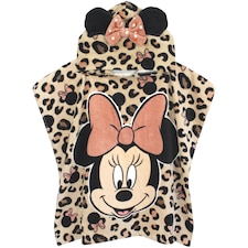Disney Minnie Mouse Girl's Towel Poncho | Kids Pink Hooded Beach Towel | Children's Bath Time Towel with 3D Ears & Bow Hood | Pink Gift