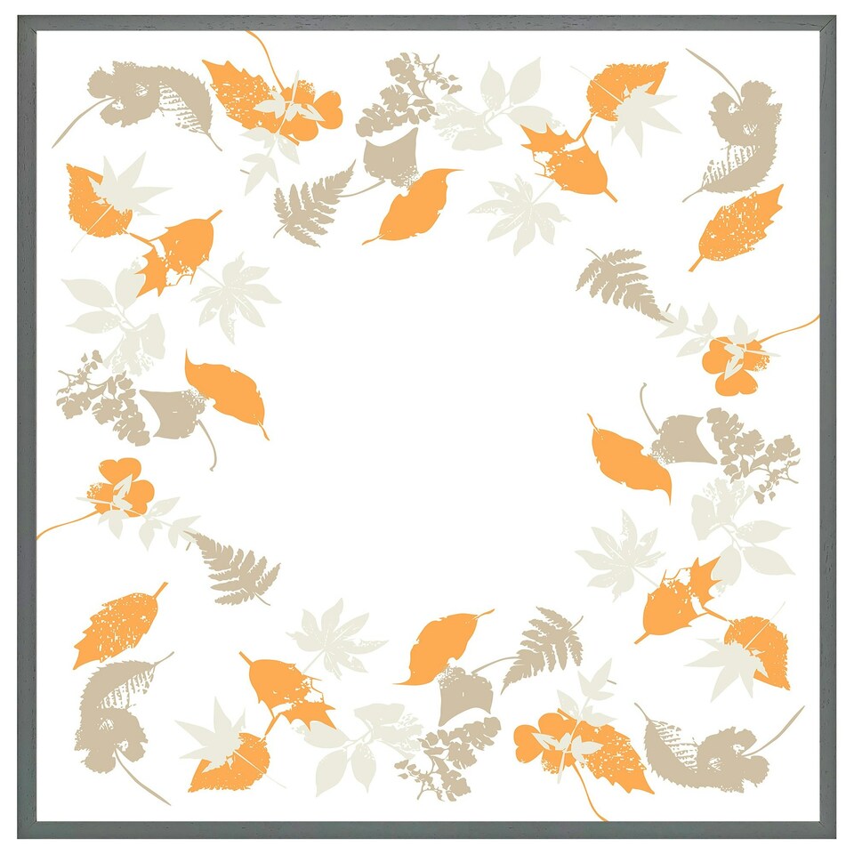 image 1 of Orange & grey autumn leaves (Picture Frame) White | XS