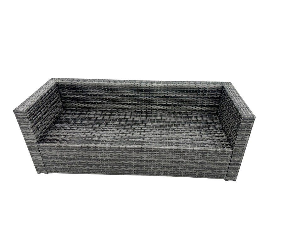 image 1 of Fimous Rattan Dining Table Sofa Armchair Set with Side Table Big Footstool Outdoor Garden Furniture Set Dark Grey Mixed