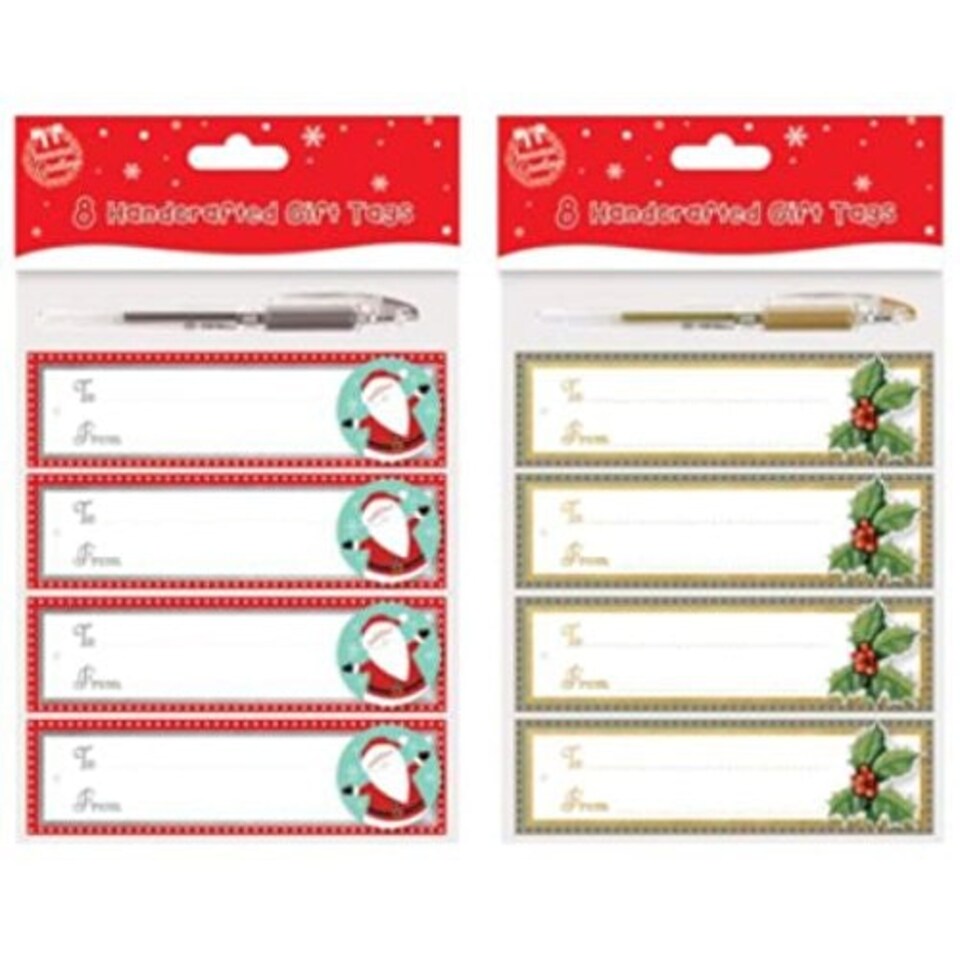 image 1 of Pack of 8 Handcrafted Gift Tags - Christmas Gift Wrapping Decoration