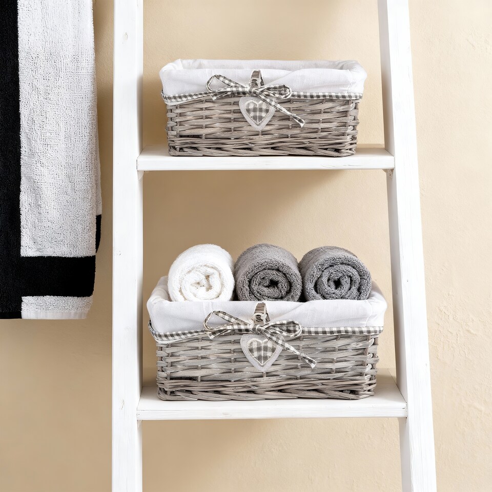 image 1 of Wickerfield Rectangular Wicker Storage Basket with Fabric Lining for Home Storage, Shelves & Gift Hampers