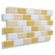 image 1 of NOVECRAFTO 3D Wall Panels – 6 PVC Sheets, Covers 2.76 sqm (29.76 sq ft), 96x48cm Each – White Subway Tile Pattern with Gold and Beige Accents