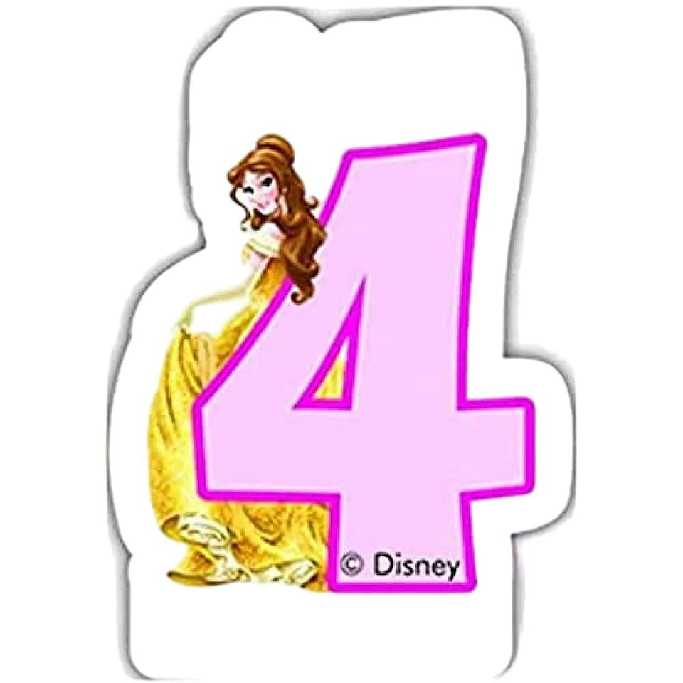 Disney Princess Belle 4th Birthday Candle - White/Pink/Yellow - One Size
