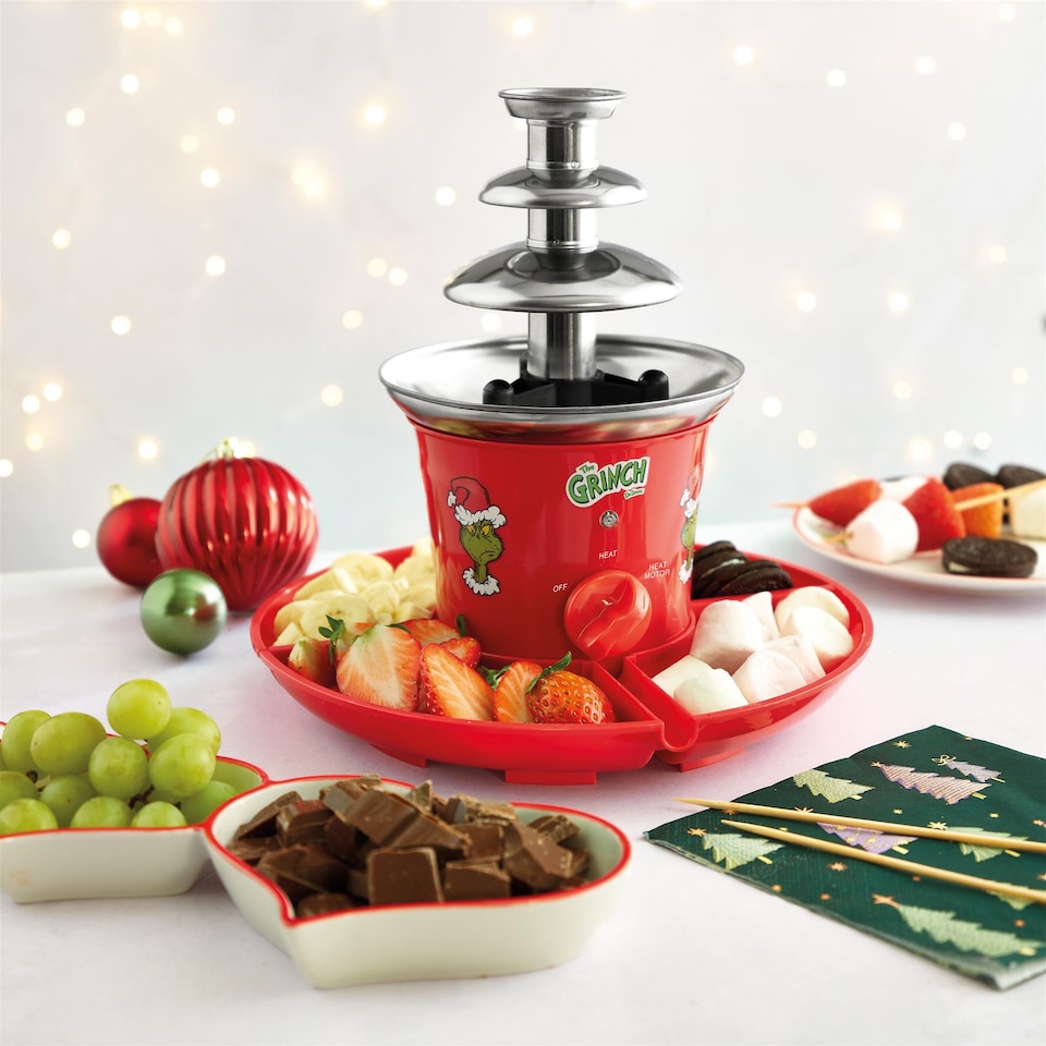 image 1 of The Grinch Chocolate Fountain 3 Tier With Serving Tray Red