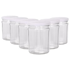 Argon Tableware Glass Jam Jars with Lids - 450ml - Pack of 6