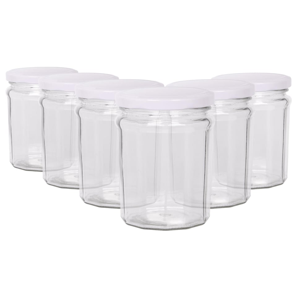 image 1 of Argon Tableware Glass Jam Jars with Lids - 450ml - Pack of 6