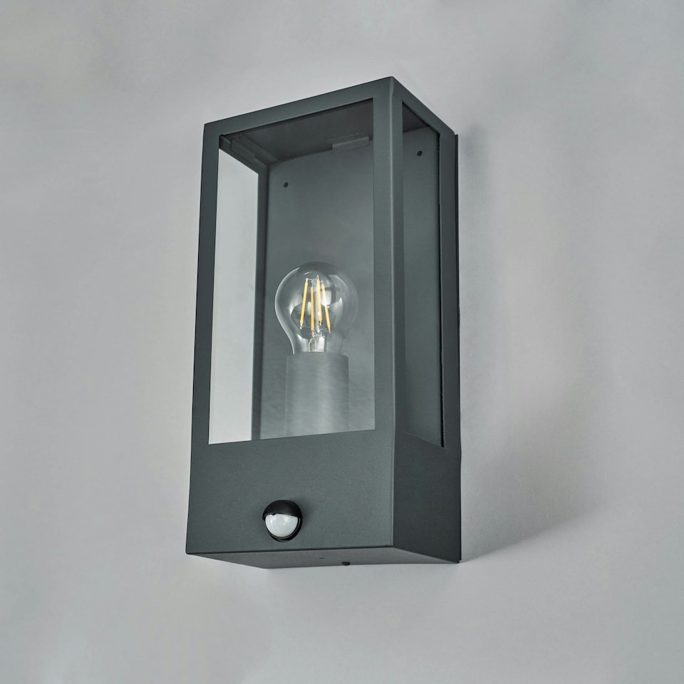 image 1 of BHS Wallace Outdoor Wall Light with Sensor, Dark Grey