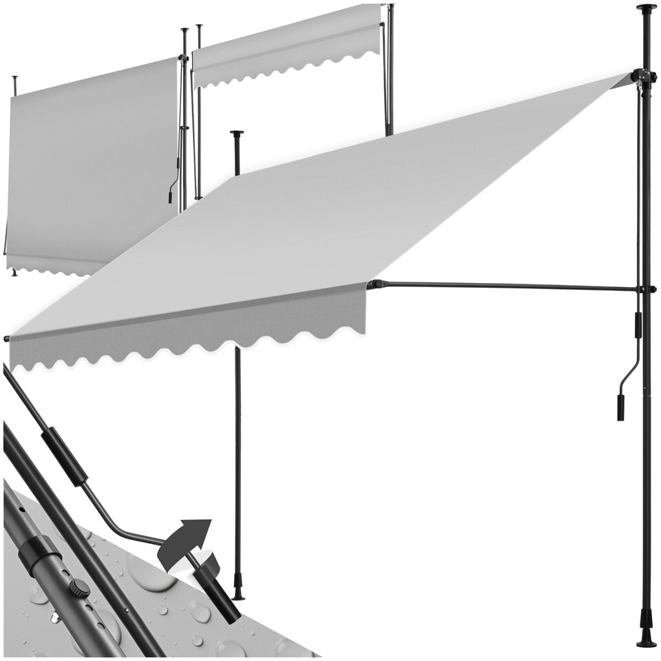 image 1 of Awning with hand crank - pressure fitted , height adjustable Grey | Light Grey | 180 x 250 cm