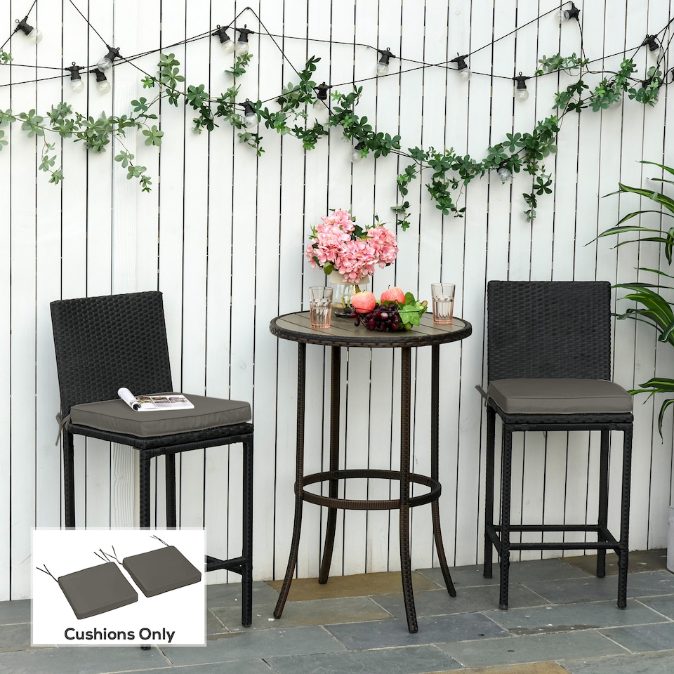 image 1 of Outsunny 45 x 45cm Replacement Garden Seat Cushion Pad with Ties, Dark Grey