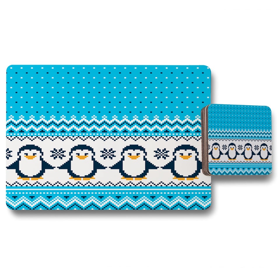 new years christmas placemat coaster set | Multi