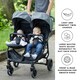 image 2 of Venus Max Double Stroller - Birth to 15kgs (Approx. 3 Years), Compact, Lightweight, Foldable Twin Pushchair,  2 Quilted Footwarmers & Rain Cover (Space Grey)