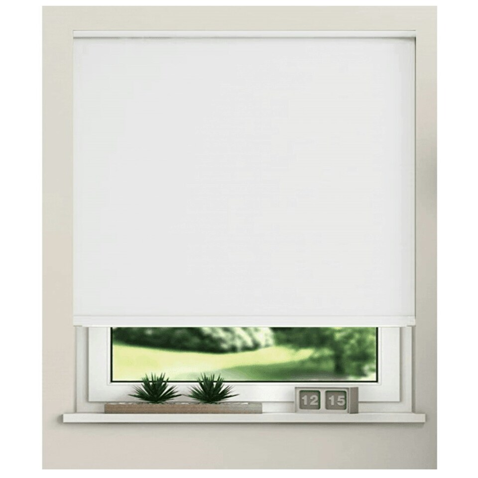image 1 of 100cm White Trimmable Thermal Blackout Roller Blinds Grey | Grey