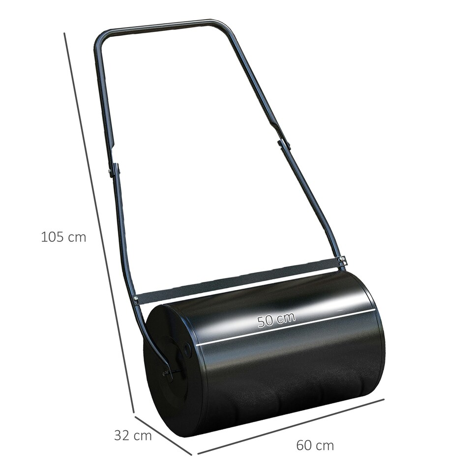 image 1 of DURHAND Garden Lawn Roller 38L Steel Push Grass Mower Water Sand Filled
