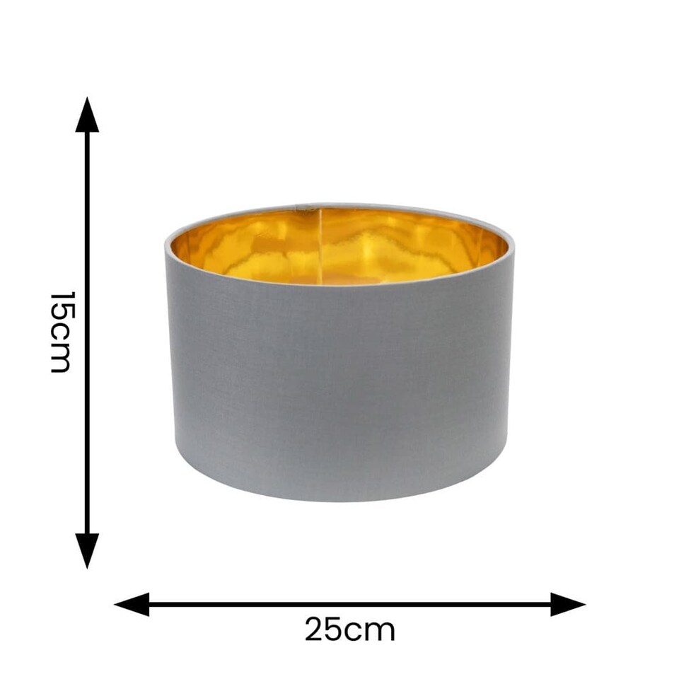 image 1 of ValueLights Reni Grey Fabric Gold Inner Lamp Shade | Grey