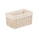 image 8 of Wicker Small White Lined Storage Basket | White | White