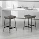 image 2 of HOMCOM Breakfast Bar Stools Set of 2, Microfibre Upholstered Barstools, Industrial Bar Chairs with Curved Seat and Steel Frame for Dining Room, Kitchen, Grey
