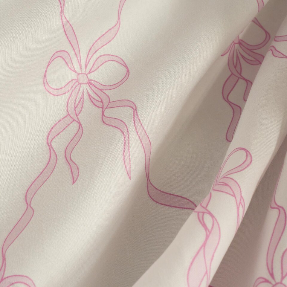 image 1 of OHS Bow Lattice Bedding Set Microfibre Reversible Duvet Cover with Pillowcase | Pink | Pink/White | Double