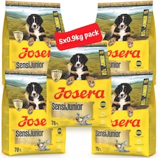 Josera SensiJunior complete puppy food | For active pups | Sensitive digestion | Gluten-free | Medium & large breeds | Immune Plus | Lots of meat | 5x0.9kg