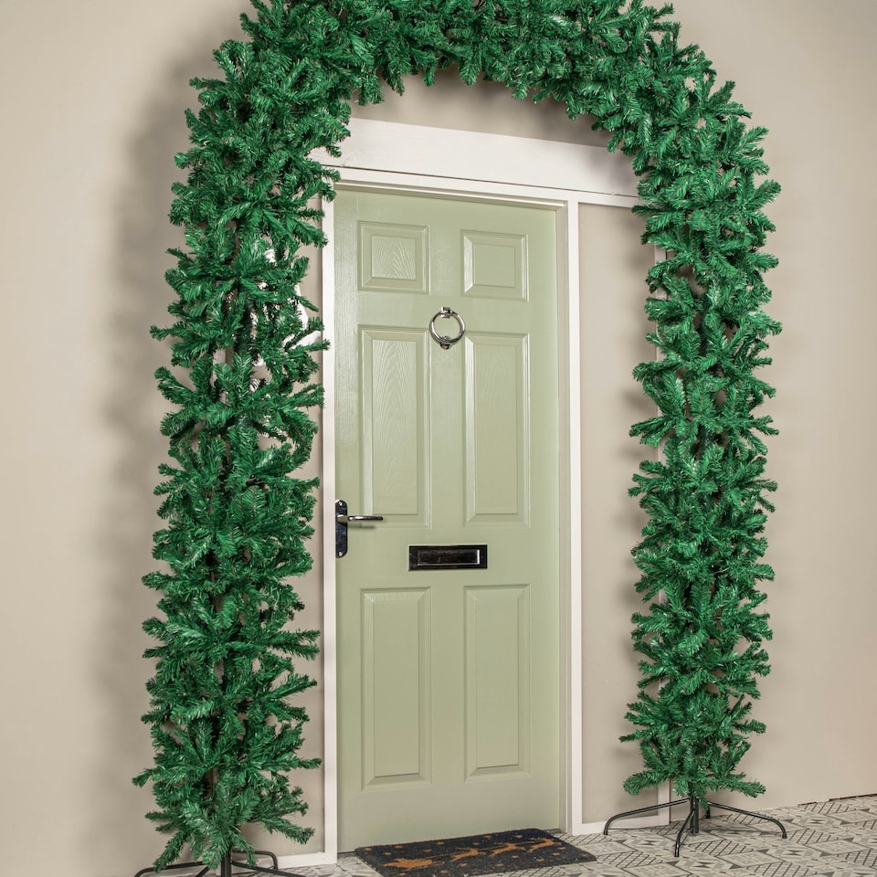 image 1 of 8ft (2.50m) Double Door Artificial Christmas Tree Arch in Green with 1296 Tips