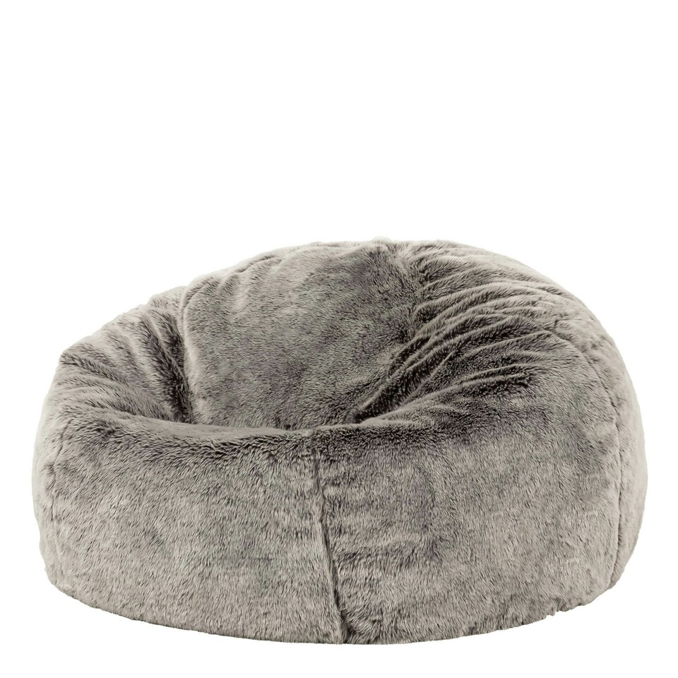 image 1 of icon Fluffy Giant Bean Bag Chair Adult Grey with Bean Bag Filling Grey | Grey