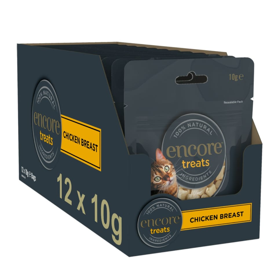 image 1 of 12 x 10g Encore 100% Natural Chicken Breast Cat Treats Freeze Dried