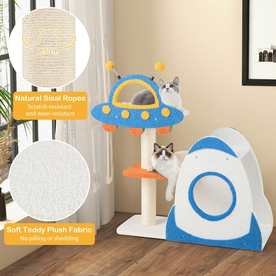 image 1 of COSTWAY 4-Level Cat Tree Tower Activity Center UFO-Shaped