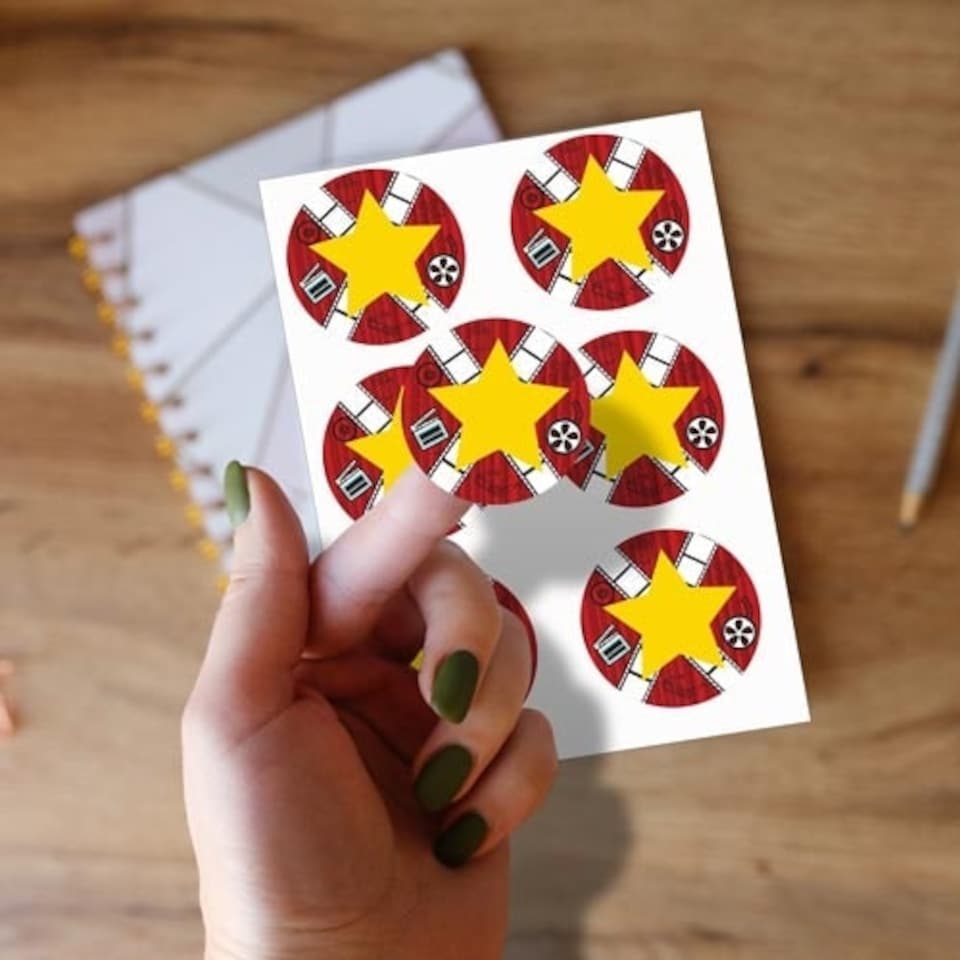 image 1 of Hollywood Design Round Stickers 88mm - Sheet of 6
