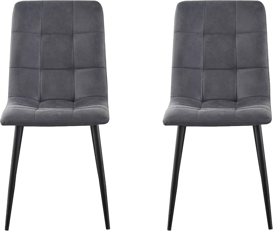 image 1 of MCC Direct Henri Faux Suede Leather Dining Chairs Set of 4 Dark Grey