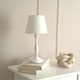 image 2 of ValueLights Sara White Wood Traditional Candle Stick Table Lamp with Tapered Lamp Shade and LED Bulb White