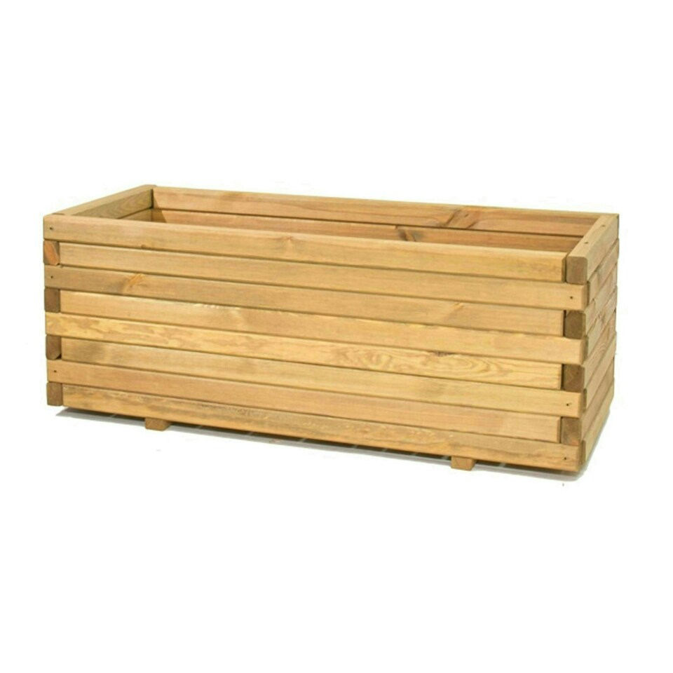 image 1 of Primrose Pine Raised Flower Bed Planed Trough Planter Timber 100cm